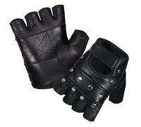 SHADOW DANCE UK Men's Gift Quality Classic Retro Driving Gloves 100% Genuine Leather - Fingerless, for, Motorcycle, Riding, Cosplay and Cycling, Mens Gloves (S, Fingerless Studded Black Gloves