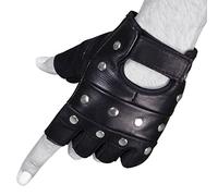 SHADOW DANCE UK Men's Gift Quality Classic Retro Driving Gloves 100% Genuine Leather - for Driving, Motorcycle, Riding, and Cycling, Mens Gloves (FingerlessStuddedBlackGloves-XS)