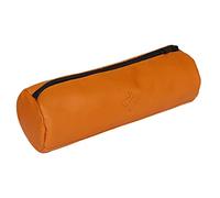 SHADOW DANCE UK Tan Brown Camel Leather Barrel Pencil Case Clutch Art School Genuine (Barrel Case, Tan)
