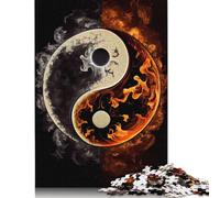 Shadow Flame Yin And Yang Puzzles 500 Pieces Wooden Puzzles for Adults & Teenager Learning Educational Toys 500pcs (52x38cm)