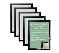 Shadow Foam Reusable Self-Adhesive Document Holder with Clear Magnetic Window | Low Tack | Semi-Permanent | Stick Anywhere | For Indoor Use (Pack of 5 Black, A4)