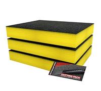 Shadow Foam Small Pack 3pcs - Foam Inserts Kit for Tool Box Organisation - 40 x 32cm DIY Cut & Peel Foam Sheets for Tool Boxes & Tool Storage Systems - Yellow (70mm Depth)