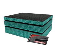 Shadow Foam Small Pack 3pcs - Foam Inserts Kit for Tool Box Organisation - 40 x 32cm DIY Cut & Peel Foam Sheets for Tool Boxes & Tool Storage Systems - Teal Mixed Pack (30, 50 & 70mm Depth)