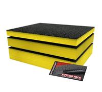 Shadow Foam Small Pack 3pcs - Foam Inserts Kit for Tool Box Organisation - 40 x 32cm DIY Cut & Peel Foam Sheets for Tool Boxes & Tool Storage Systems - Yellow Mixed Pack (30, 50 & 70mm Depth)