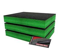 Shadow Foam Small Pack 3pcs - Foam Inserts Kit for Tool Box Organisation - 40 x 32cm DIY Cut & Peel Foam Sheets for Tool Boxes & Tool Storage Systems - Green (70mm Depth)
