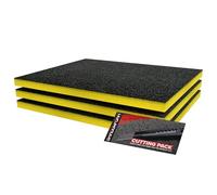 Shadow Foam Small Pack 3pcs - Foam Inserts Kit for Tool Box Organisation - 40 x 32cm DIY Cut & Peel Foam Sheets for Tool Boxes & Tool Storage Systems - Yellow (30mm Depth)