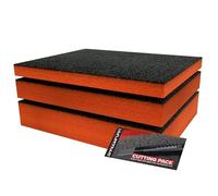 Shadow Foam Small Pack 3pcs - Foam Inserts Kit for Tool Box Organisation - 40 x 32cm DIY Cut & Peel Foam Sheets for Tool Boxes & Tool Storage Systems - Orange Mixed Pack (30, 50 & 70mm Depth)