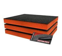 Shadow Foam Small Pack 3pcs - Foam Inserts Kit for Tool Box Organisation - 40 x 32cm DIY Cut & Peel Foam Sheets for Tool Boxes & Tool Storage Systems - Orange (50mm Depth)