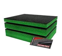 Shadow Foam Small Pack 3pcs - Foam Inserts Kit for Tool Box Organisation - 40 x 32cm DIY Cut & Peel Foam Sheets for Tool Boxes & Tool Storage Systems - Green Mixed Pack (30, 50 & 70mm Depth)