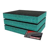 Shadow Foam Starter Kit 3pcs | Tool Box Foam Inserts - Foam Sheet 40x32cm Tool Box Organisation DIY & Tool Storage Systems (Teal, 70mm)