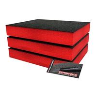 Shadow Foam Starter Kit 3pcs | Tool Box Foam Inserts - Foam Sheet 40x32cm Tool Box Organisation DIY & Tool Storage Systems (Red, 70mm)