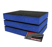Shadow Foam Starter Kit 3pcs | Tool Box Foam Inserts - Foam Sheet 40x32cm Tool Box Organisation DIY & Tool Storage Systems (Blue, 70mm)