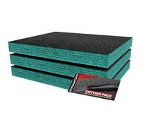 Shadow Foam Starter Kit 3pcs | Tool Box Foam Inserts - Foam Sheet 40x32cm Tool Box Organisation DIY & Tool Storage Systems (Teal, 50mm)