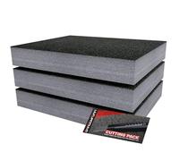 Shadow Foam Starter Kit 3pcs | Tool Box Foam Inserts - Foam Sheet 40x32cm Tool Box Organisation DIY & Tool Storage Systems (Grey, 70mm)