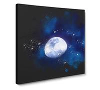 Shadow Moon Paint Splash Canvas Print | Gallery Wrapped 30mm Frame Wall Art | 14x14 inches | Ready to Hang | Modern Space Picture | Living Room Bedroom Lounge Office