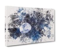Shadow Moon Watercolour Canvas Print | Gallery Wrapped 30mm Frame Wall Art | 30x20 inches | Ready to Hang | Modern Space Picture | Living Room Bedroom Lounge Office