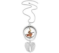 Shadow Play Head Portrait Brave Woman Pendant Angel Wings Rotating Necklace Jewelry