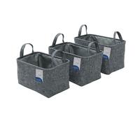 Shadow Rectangular Fabric Storage Baskets with Handles Set of 3 JVL Grey One Size