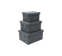 JVL Shadow Rectangular Fabric Storage Baskets With Lids Set Of 3