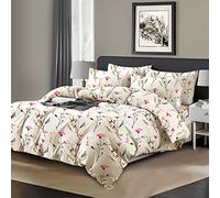 Shadow Sleep Super King Duvet Cover Set 100% Egyptian Cotton 400 Thread Count Luxury Floral Printed Flower Design Breathable Soft Bedding Set 3 Piece with 2 Pillowcases All Season Comfort