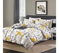 Shadow Sleep Super King Duvet Cover Set 100% Egyptian Cotton 400 Thread Count Luxury Floral Printed Flower Design Breathable Soft Bedding Set 3 Piece with 2 Pillowcases All Season Comfort