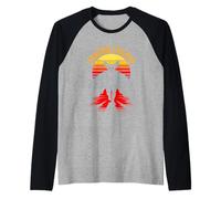 Shadow Stalker Retro Horror Sunset Monster Raglan Baseball Tee