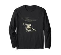 Shadowed Cowboy with Cigarette Mysterious Smoke Long Sleeve T-Shirt