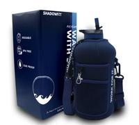 Shadowfit Half Gallon Water Bottles (74 ounce, 2.2 Liter) with Straw Lid Handle and Storage Sleeve - Large Jug Holder with Strap for Drinking during Workout and Exercise