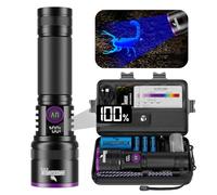 Shadowhawk 365nm UV Torch With Filter Lens - 30W Black Light 4-Core Rechargeable Ultraviolet Flashlight, UV Light For Pet Urine Detection/Resin Curing/Rocks/Golf Ball Finder/Scorpion, With LCD Display