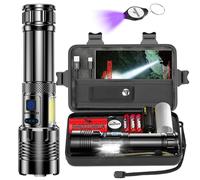 Shadowhawk LED Torch 500,000 Lumens, Extremely Bright Torch USB Rechargeable Tactical Torches with Holster XHP70.2, IP67 Waterproof, 5 Light Modes for Camping, Hiking, Emergencies