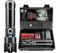 Shadowhawk LED Torch 500,000 Lumens, Extremely Bright USB Rechargeable Tactical Flashlight with Holster XHP70.2, IP67 Waterproof 5 Light Modes for Camping Hiking Emergencies