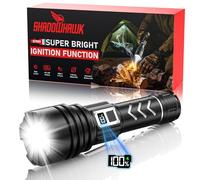 Shadowhawk Survival LED Rechargeable Torch with Ignition Function - 30 W Tactical 10,00,000 Lumen Torch Extremely Bright, 1000 m Wide Shot & 12H Running Time (6000 mAh Battery) LCD Flashlight for