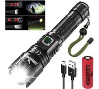 Shadowhawk Torches LED Super Bright, 500000 Lumens Rechargeable LED Torch, USB Flashlight, XHP70.2, IP67 Waterproof, 5 Light Modes Zoomable, for Camping Hiking Emergency