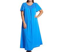 Shadowline Plus Size Women's Petals 53 Inch Short Flutter Sleeve Long Gown, Sapphire, 1X