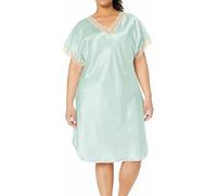 Shadowline Women's Charming Satin Chameuse Sleepshirt Night Shirt, Mint, Small