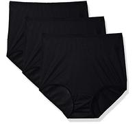 Shadowline Women's Hidden Elastic Nylon Full Brief Panty 3-Pack, black, 5