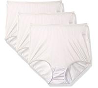 Shadowline Women's Hidden Elastic Nylon Full Brief Panty 3-Pack, ivory, 7