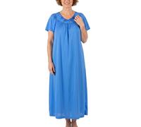 Shadowline Women's Long Gown with Flower Petal Embroidery and Flutter Sleeves Medium Sapphire