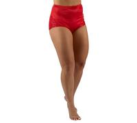 Shadowline Women's Nylon Full Brief Panty with Lace 3-Pack, Red, 10 Plus