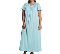 Shadowline Women's Petals 53 Inch Short Flutter Sleeve Long Gown, Sea Foam, 1X