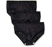 Shadowline Women's Plus Size Panties-Nylon Hipster (3 Pack), Black, 10