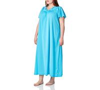 Shadowline Women's Plus Size Petals 53 Inch Short Flutter Sleeve Long Gown Nightgown, Turquoise, 2X