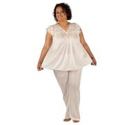 Shadowline Women's Silhouette Short Cap Sleeve Pajama Set - beige - 2X
