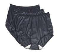 Shadowline Women's Underwear Nylon Brief High Waist Panty 3 Pack 17042, Black, 8