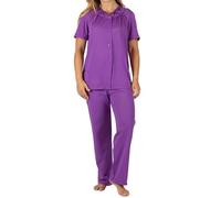 Shadowline womens76280Shadowline Women's Petals Short Sleeve Pajama Solid Short Sleeve Pajama Set - Purple - 44