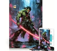 Shadowrun Cyberpunk Orc Warrior with Glowing Katana 1000 Piece Jigsaw Puzzle for Teenagers Clear Logic Toy Calm Pastime Perfect Cut Classic Gift 38x26cm