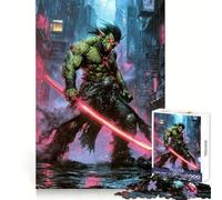 Shadowrun Cyberpunk Orc Warrior with Glowing Katana 1000 Piece Jigsaw Puzzle for Teenagers Clear Logic Toy Calm Pastime Perfect Cut Classic Gift 38x26cm