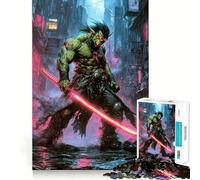 Shadowrun Cyberpunk Orc Warrior with Glowing Katana 1000 Pieces Jigsaws Adults Puzzles Gifts Reason Skill Toy Stress Release Exact Cut Santa Wish List 50x75cm