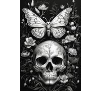 Shadows and Decay Skull & Moth: Journal (Notebook, Diary): 6x9 Inch Ruled - 106 Lined White Pages, Gray Lines