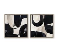 Shadows Duo Framed Canvas Print Modern Abstract Art Set by Art Remedy, Natural Oak Frame, 24 x 24